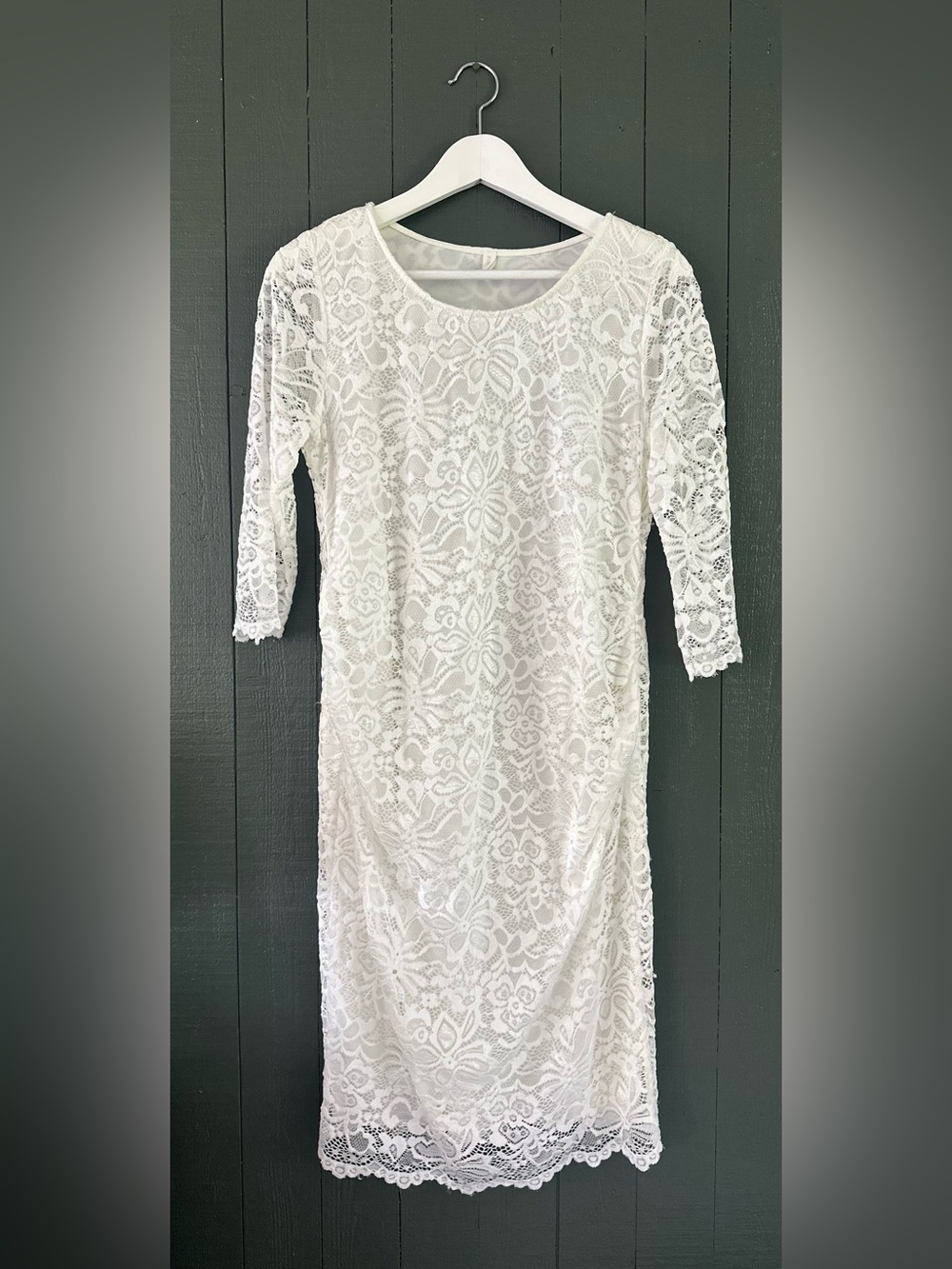 PinkBlush Maternity Floral Lace Fitted Dress